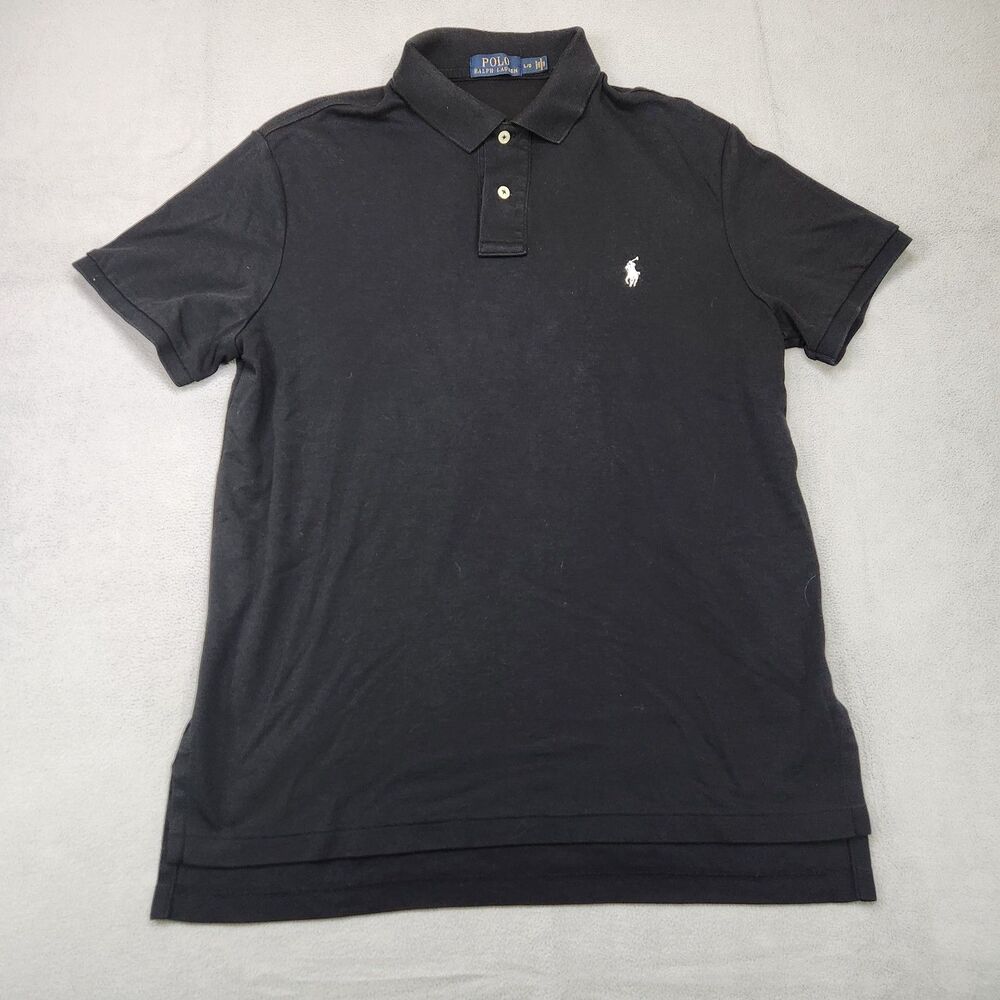 Polo Ralph Lauren Polo Shirt Men's L Black‎ Short Sleeve 100% Cotton Pony Casual
